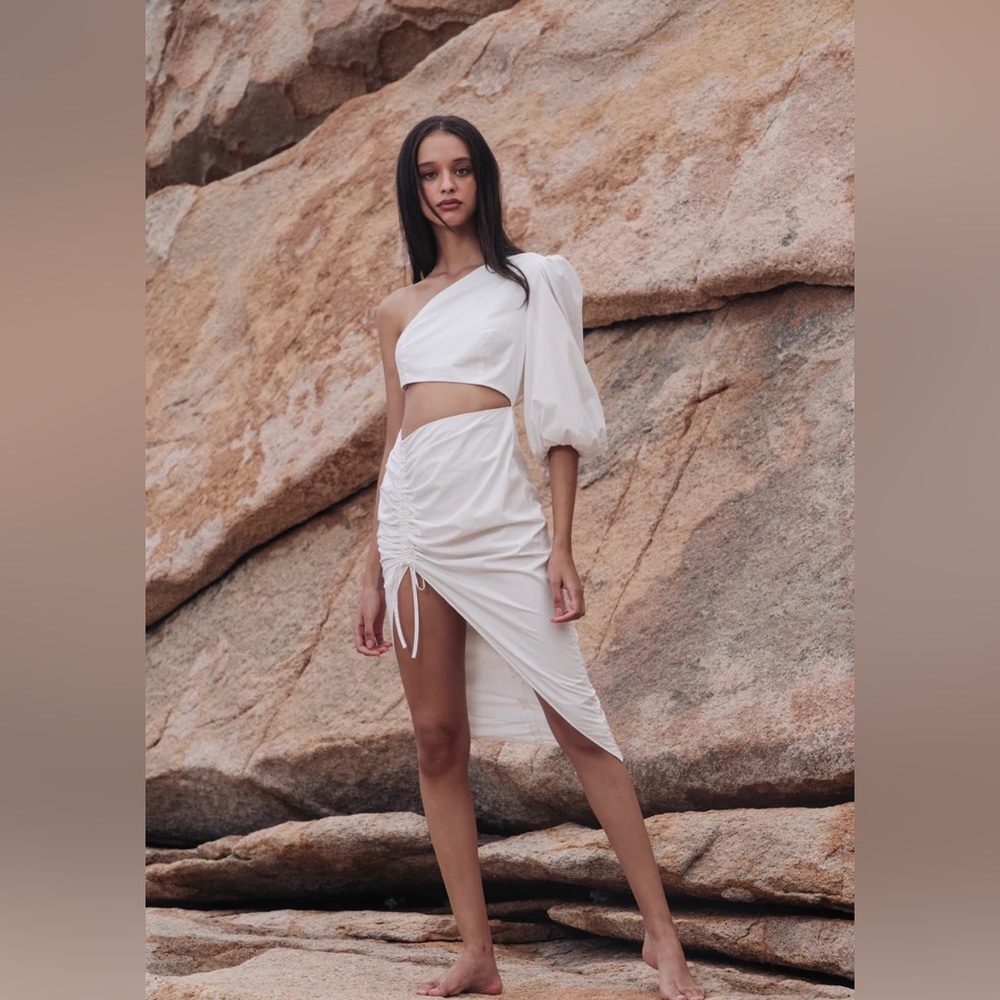 Sau Lee JOLENE ONE-SHOULDER COTTON DRESS